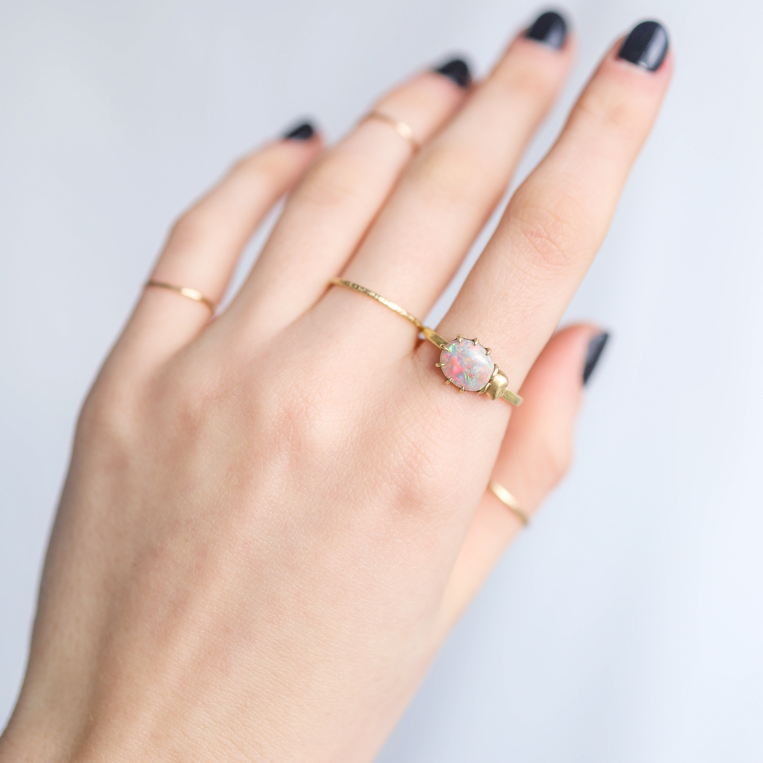 Hannah Blount: Ring, Vanity, Lady Bug, Opal, .8ct, 14K gold, Sterling silver, Size 7.