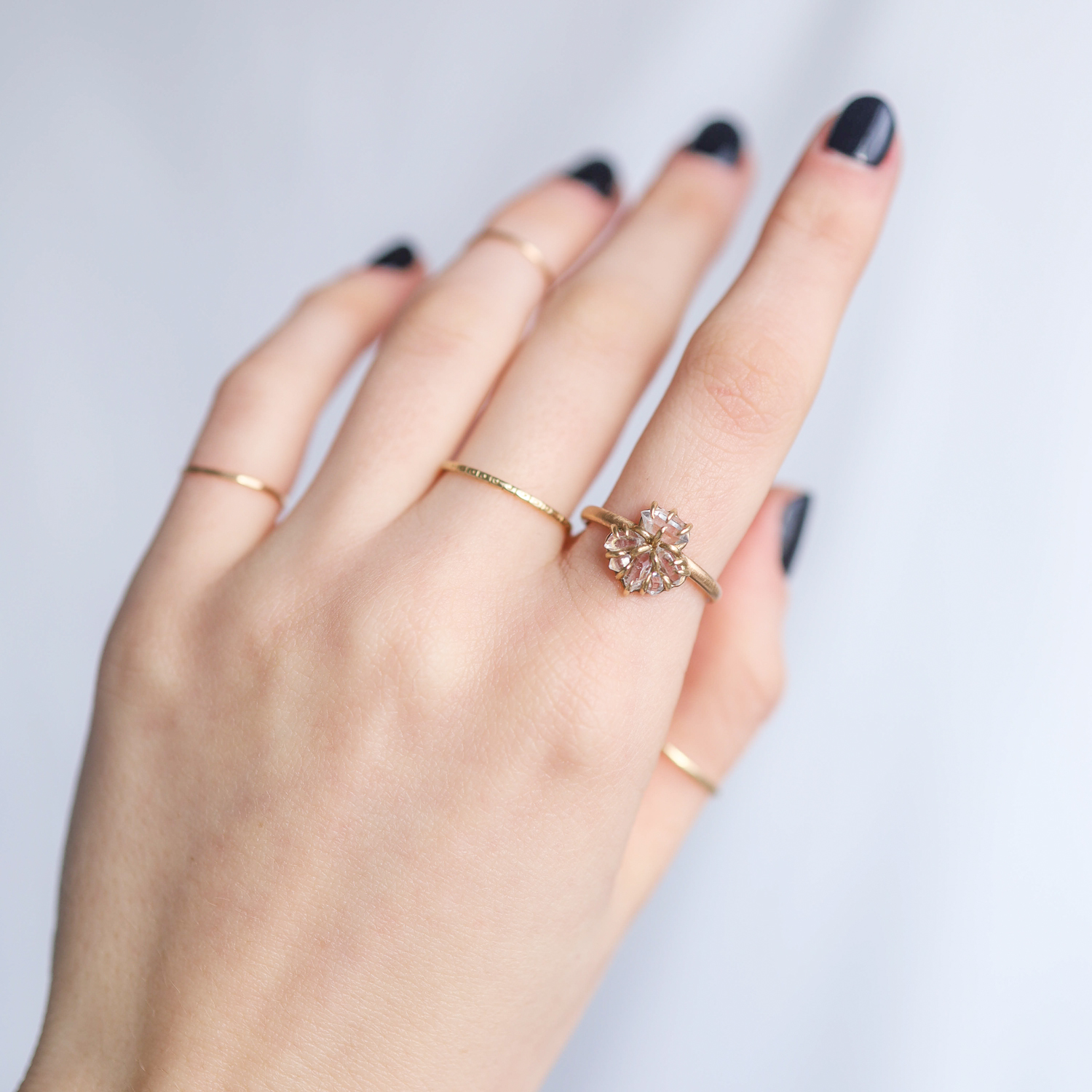 Hannah Blount: Ring, Vanity, Mosaic, Herkimer diamond, 14K gold, Size 6.