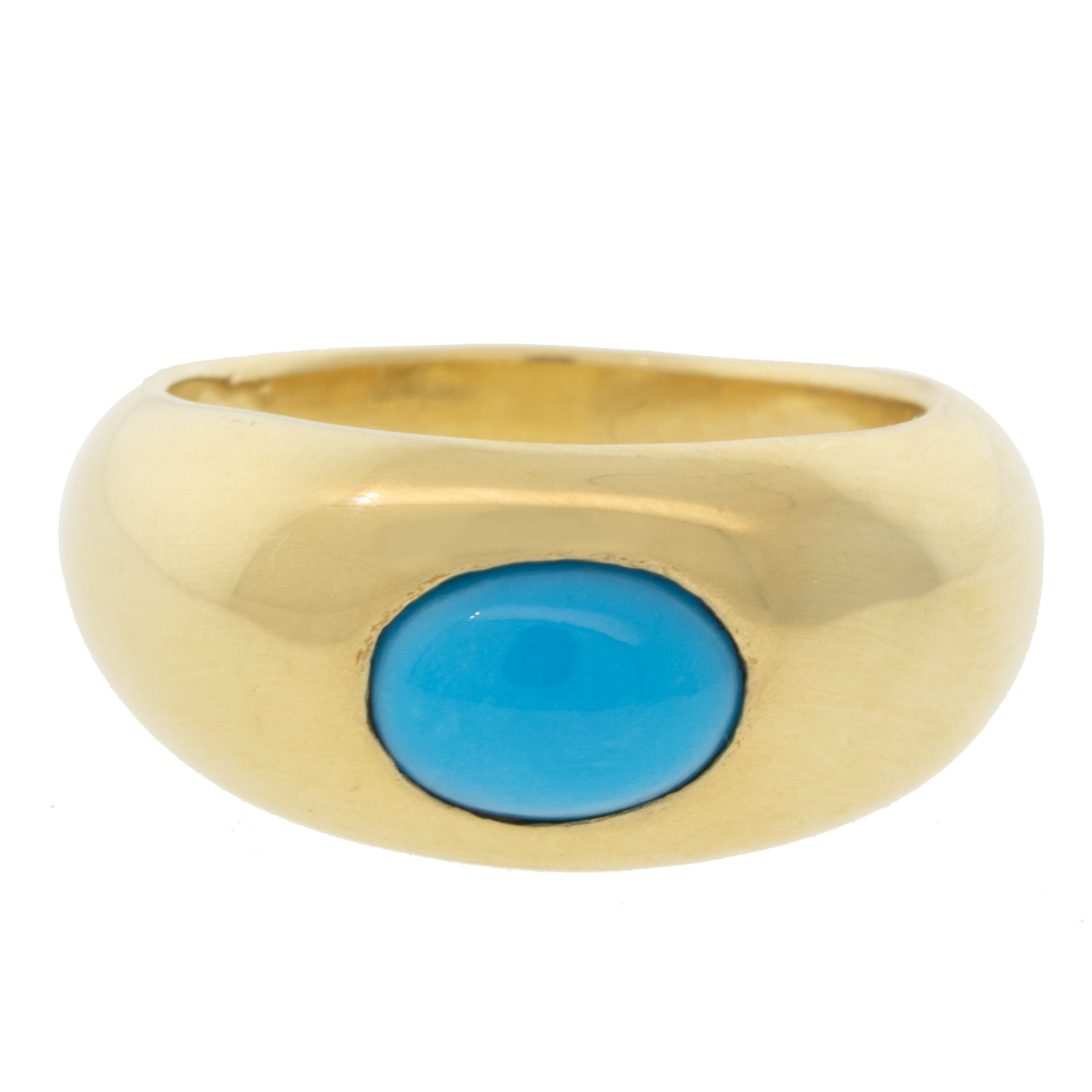 Ten Thousand Things: Ring, Turquoise Cigar Band, Currently available in size 5 1/4, Measures 3/8 at widest point