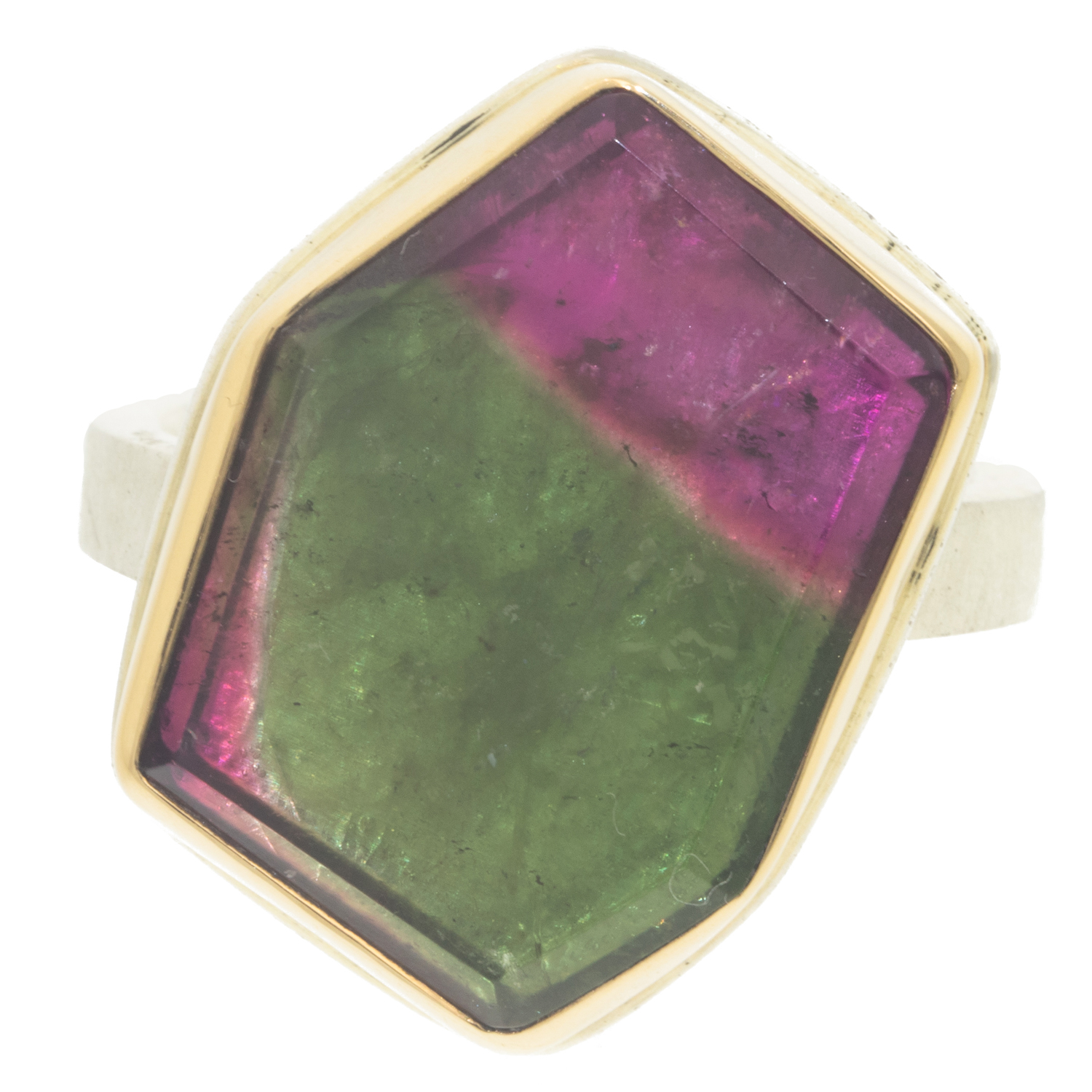gold and silver ring with tourmaline by jewelry designer Jamie Joseph