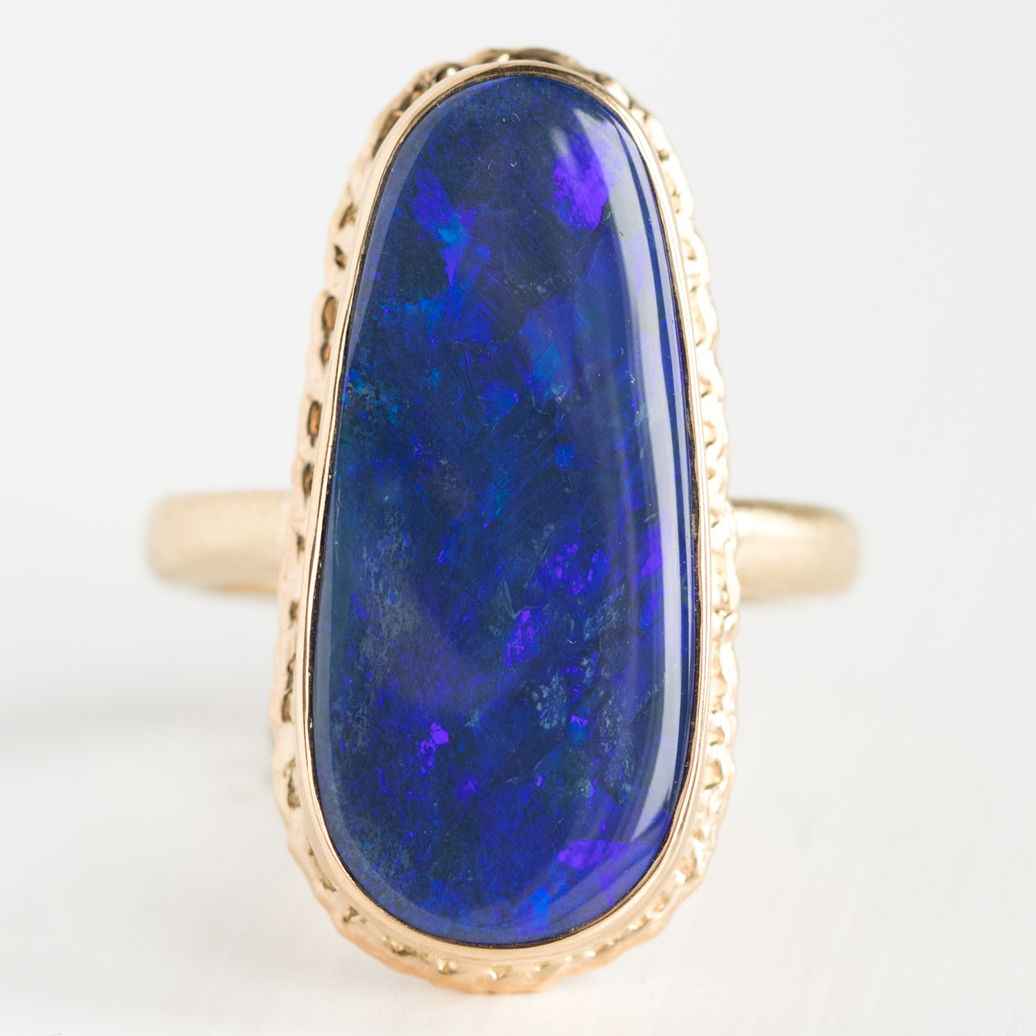 Jamie Joseph Trunk Show: Ring 155,Australian Black Opal,14k Yellow gold