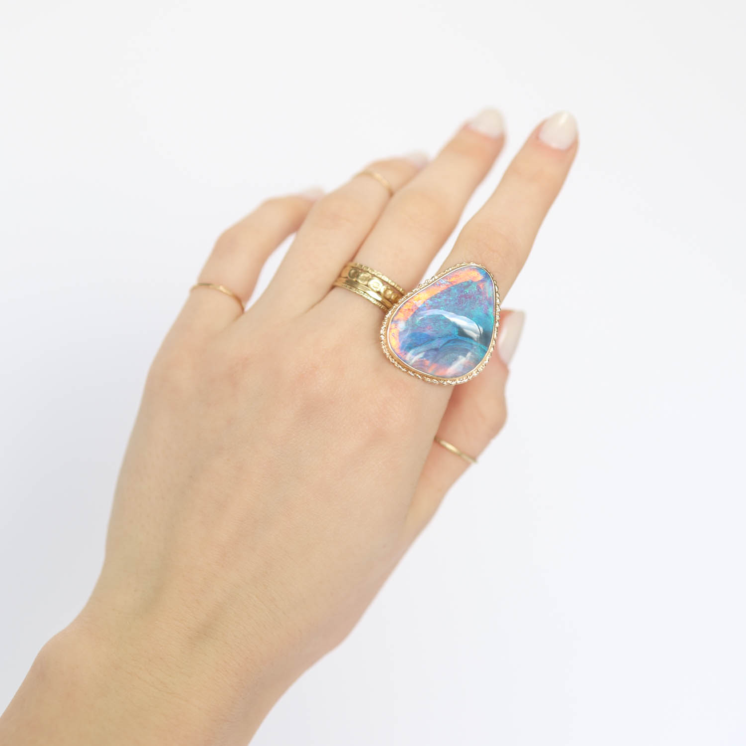 Jamie Joseph Trunk Show: Ring 157,Australian Black Opal,14k Yellow gold