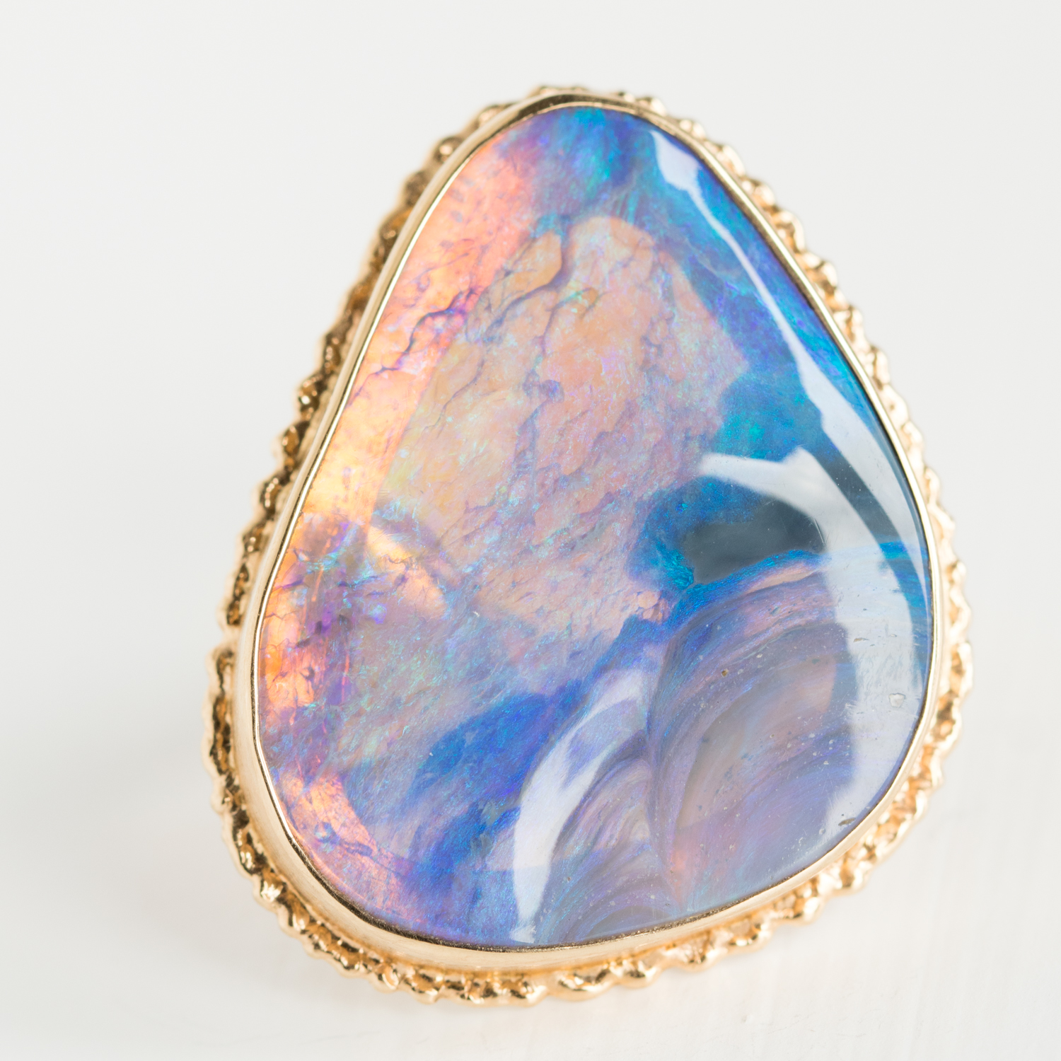 Jamie Joseph Trunk Show: Ring 157,Australian Black Opal,14k Yellow gold