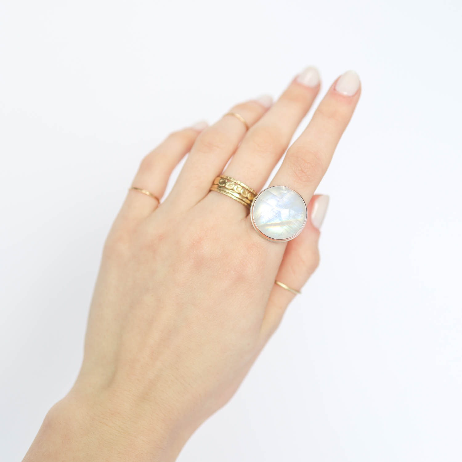 Jamie Joseph Trunk Show:Ring 5,White rainbow moonstone