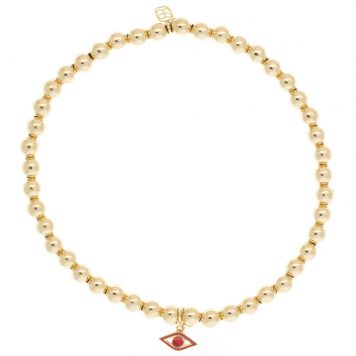 Sydney Evan: Bracelet, Tiny Pure Love Charm Beaded Bracelet, 14K yellow gold, Measures  6 1/2 in circumference