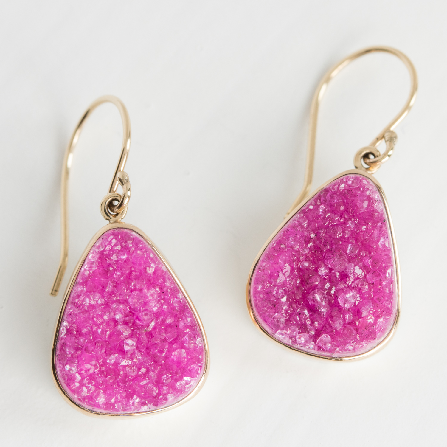 Jamie Joseph Trunk Show: Sterling & 14K Gold Earrings w/ Teardrop COBALT CALCITE DRUSY in Sterling Backed Gold Bezel