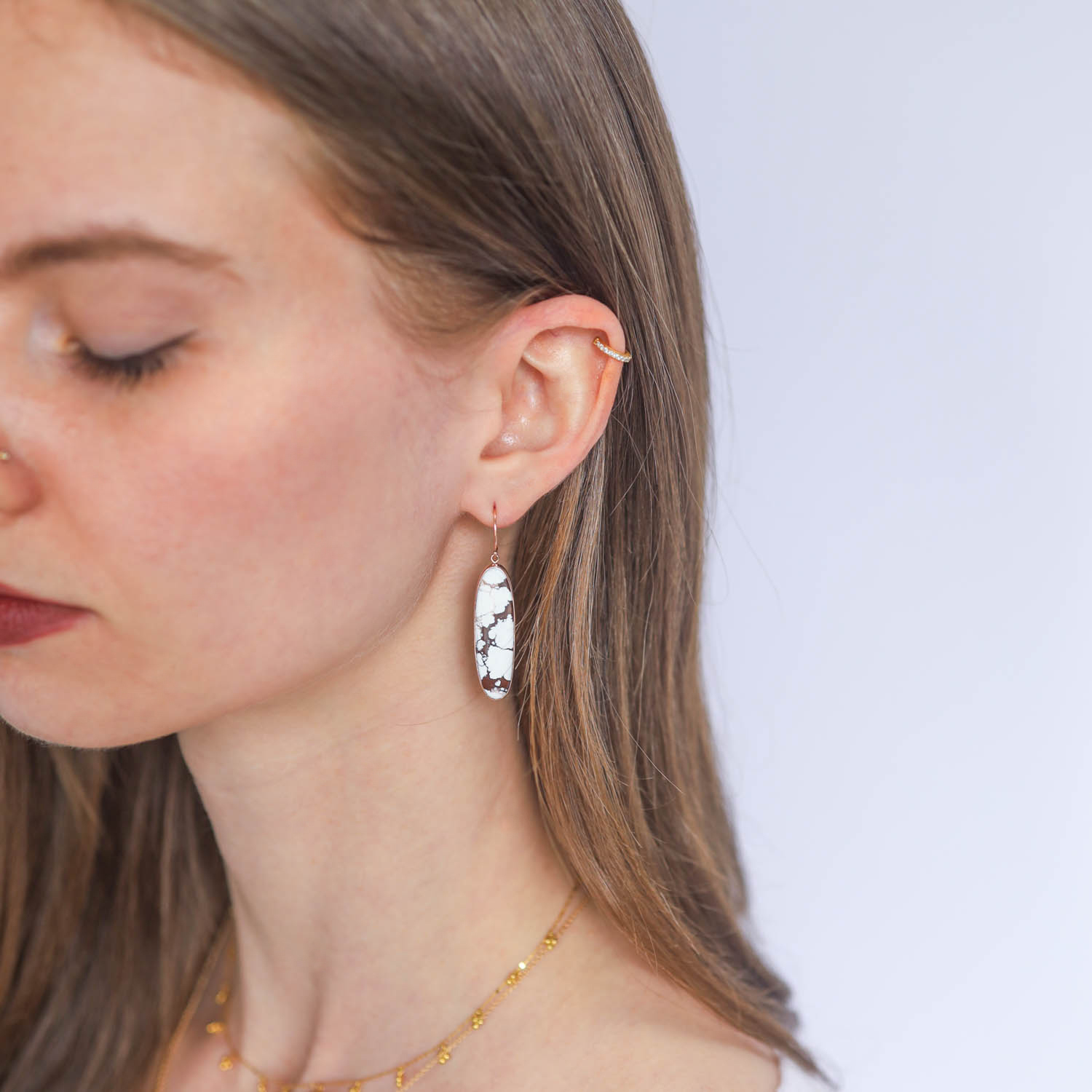 Jamie Joseph Trunk Show: Sterling & 14K Rose Gold Earrings w/ Oval WILD HORSE JASPER in Sterling Backed Gold Bezel