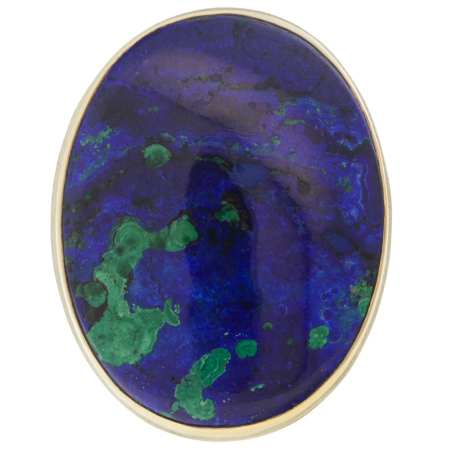 Gold and silver ring with azurite by jewelry designer Jamie Joseph