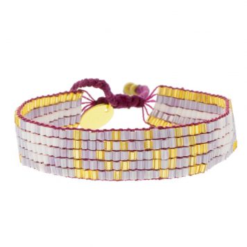 Love is Project:Bracelet, Seed Bead LOVE with Hearts- Lavender