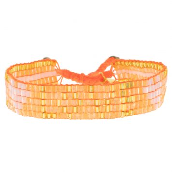 Love is Project:Bracelet, Seed Bead LOVE with Hearts- Neon Orange