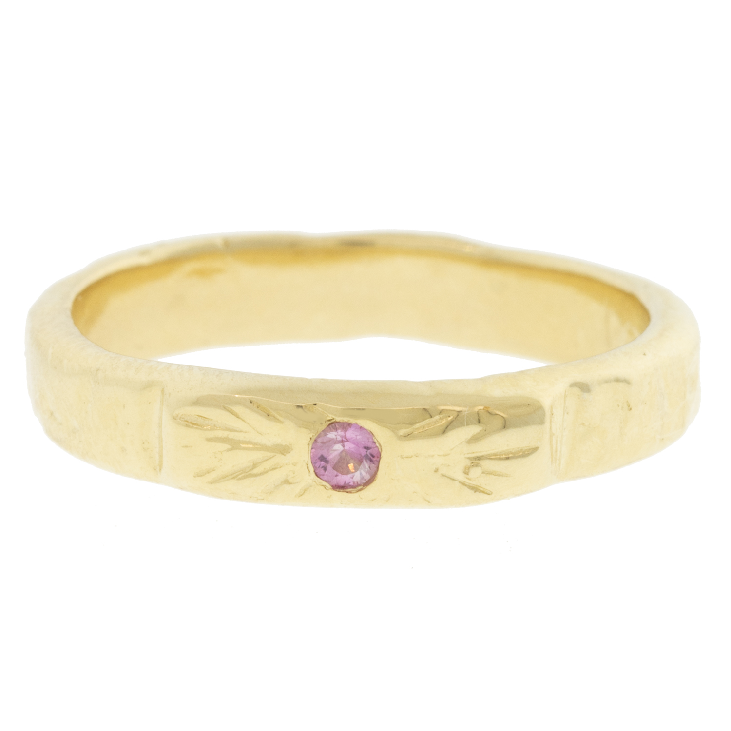 Communion by Joy: Ring, Petite Eye Of Love Band 14K yellow gold w/Pink Sapphire