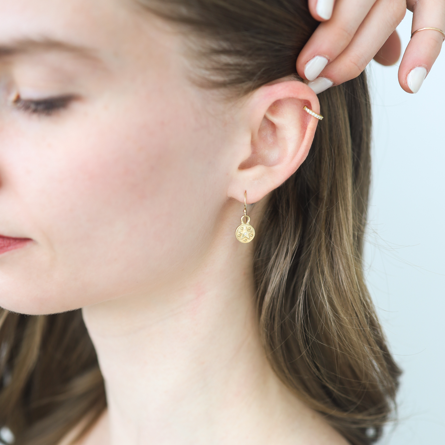 LuLu: Carina Earrings 'wonder in wisdom' yellow bronze Diamonds