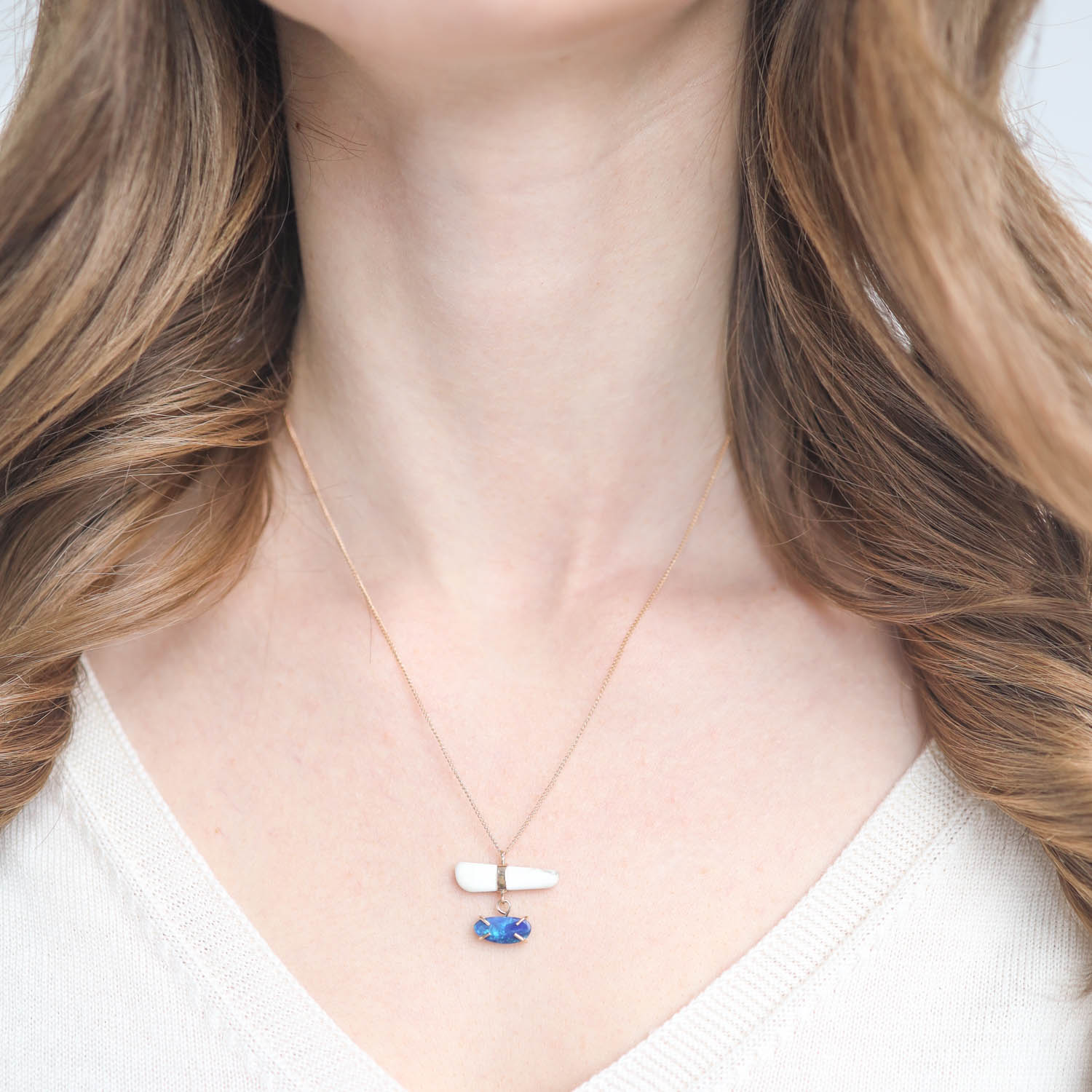 Melissa Joy Manning: 14k gold Necklace,Howlite and opal