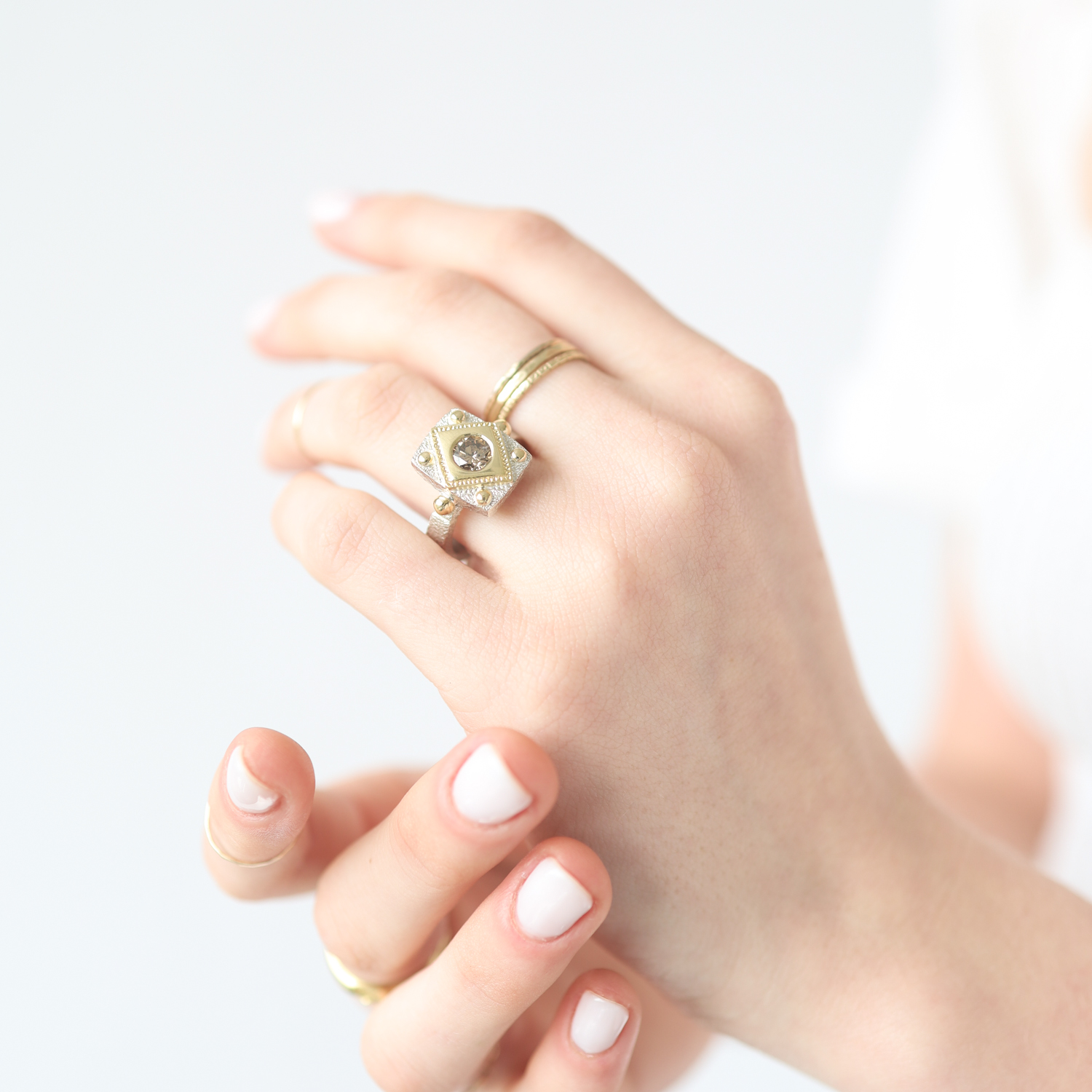 Alison Shiboski: Ring, Power, Sterling silver, Cognac diamond 0.64ct, 18K gold.