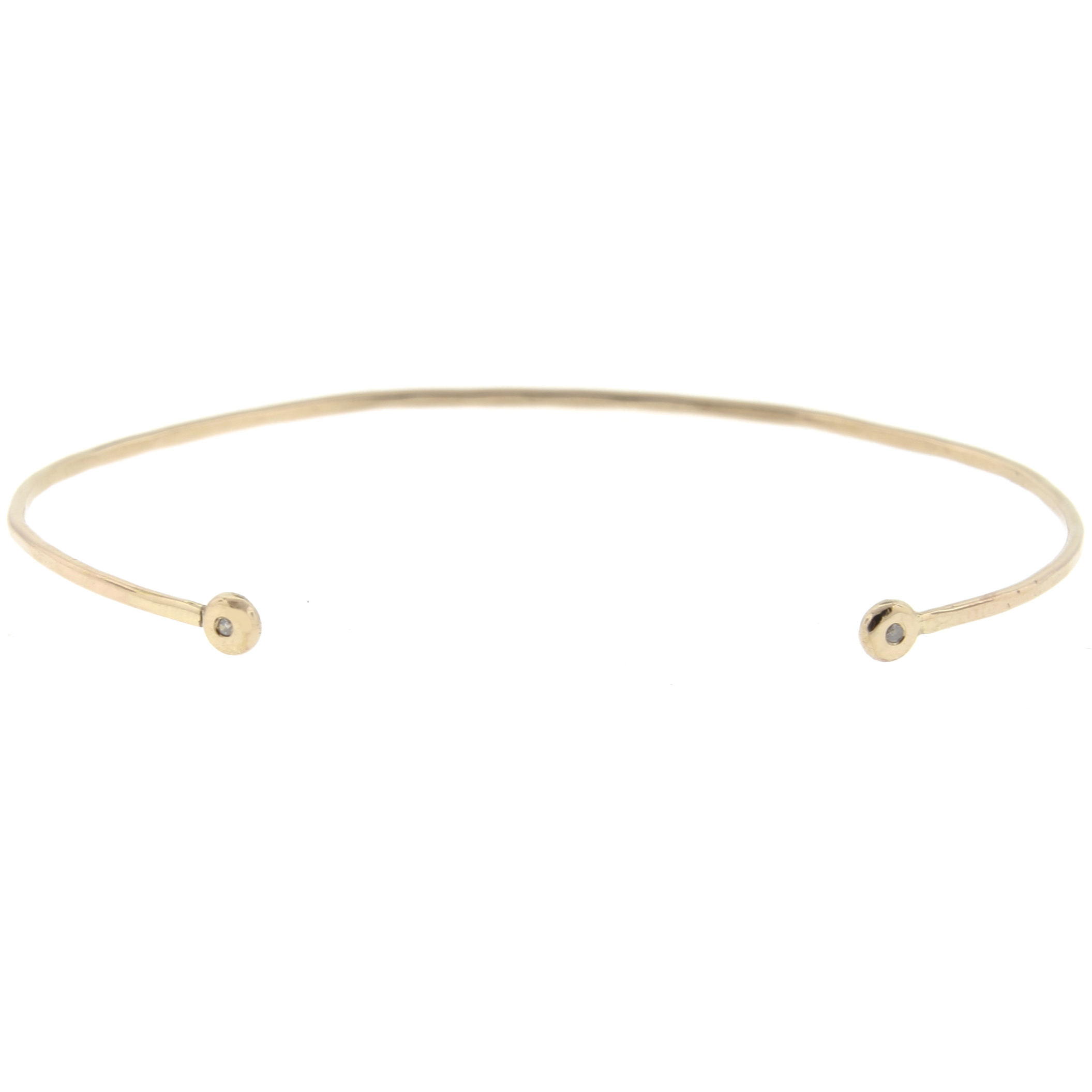Melissa Joy Manning: Thin cuff bracelet with 2 white diamonds,flush set