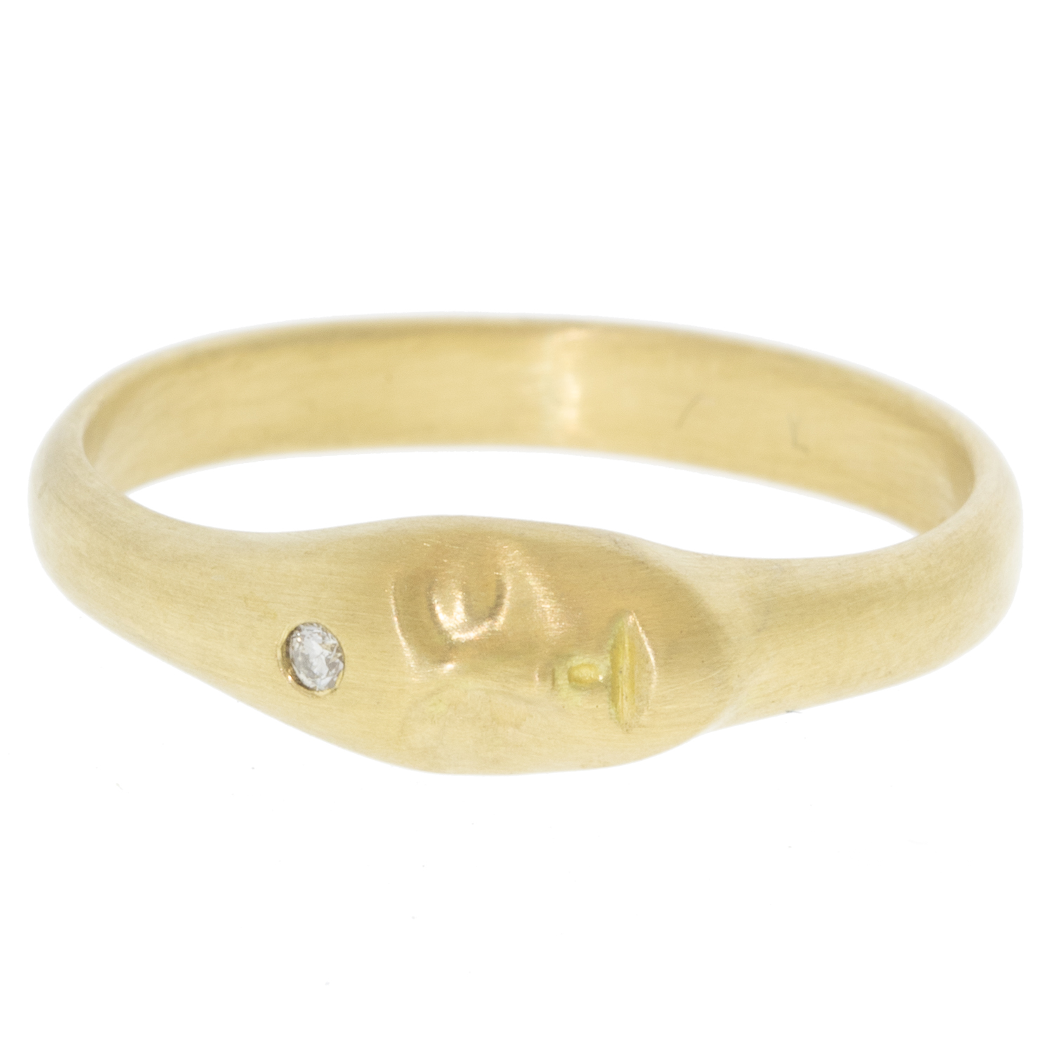 Hannah Blount: 18K Gold Little Grey Lady Ring with .01ct Antique Mine Cut Diamond