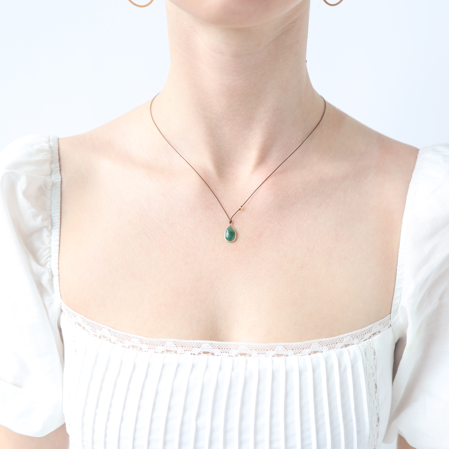 Margaret Solow: Necklace,Emerald cabochon,14 kt
