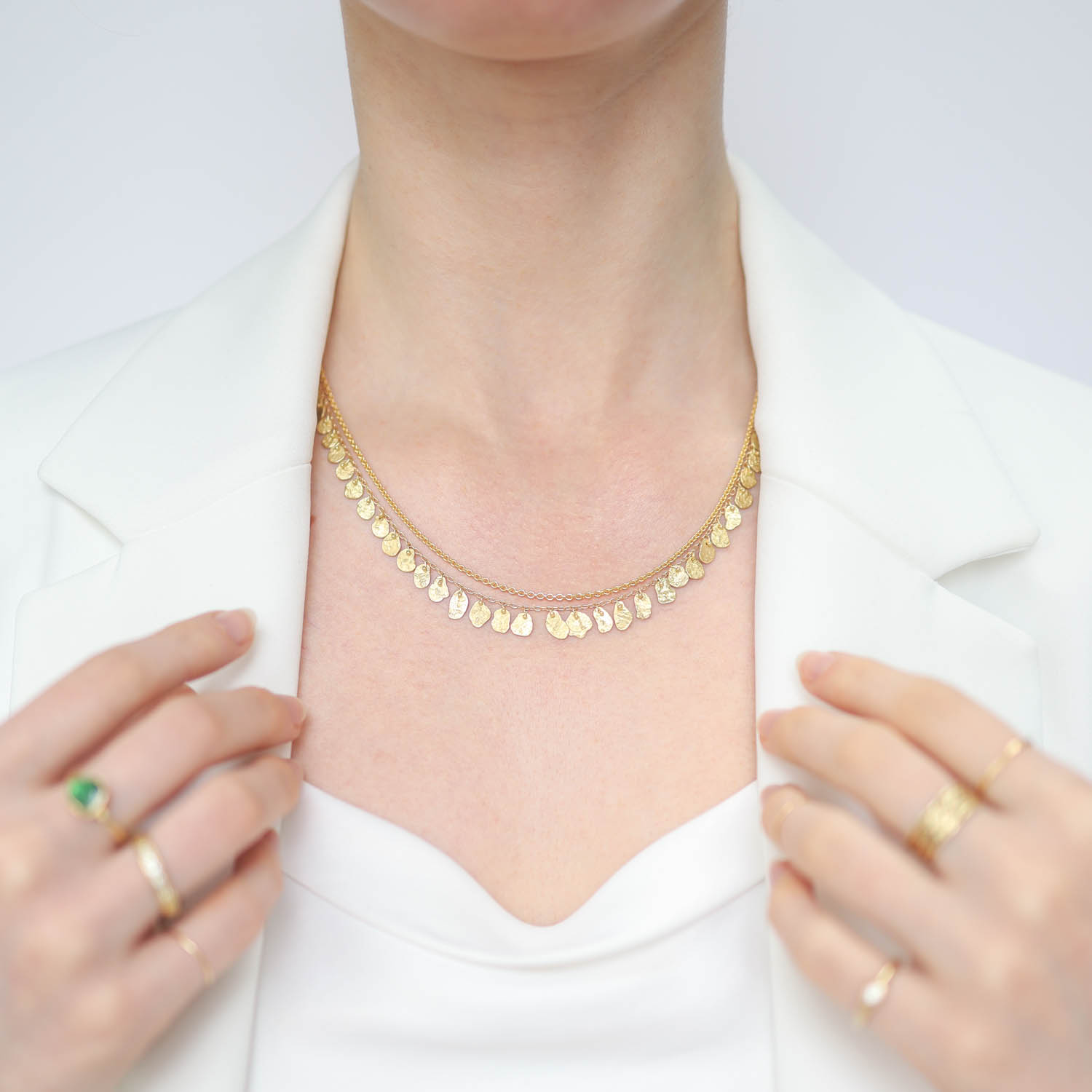 Sarah McGuire: 18k Gold DOUBLE chain kelp necklace,18"
