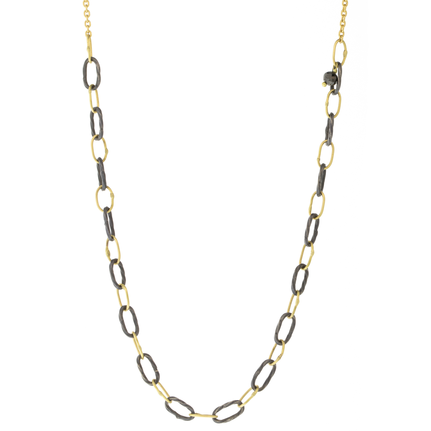 Sarah McGuire: Necklace, Baby Bowline, Two Tone, Oxidized Silver, 18K Gold Links, 14K Gold 20" Chain.