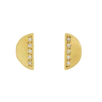 Sarah McGuire: Earrings, Pave Half Lily Pad Post with diamonds , 18K Gold