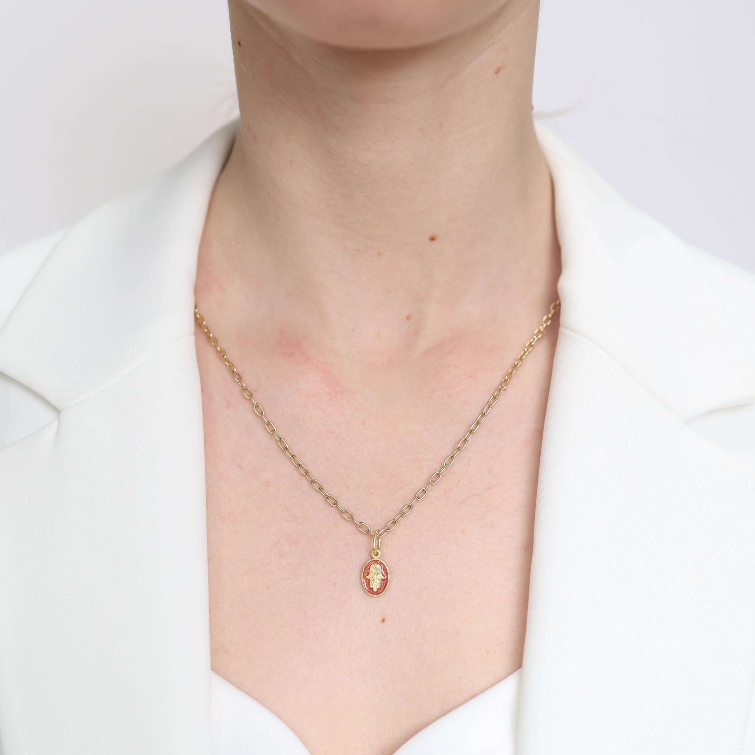 Erica Molinari Trunk Show: 18K gold and Coral enamel Hamsa Hand