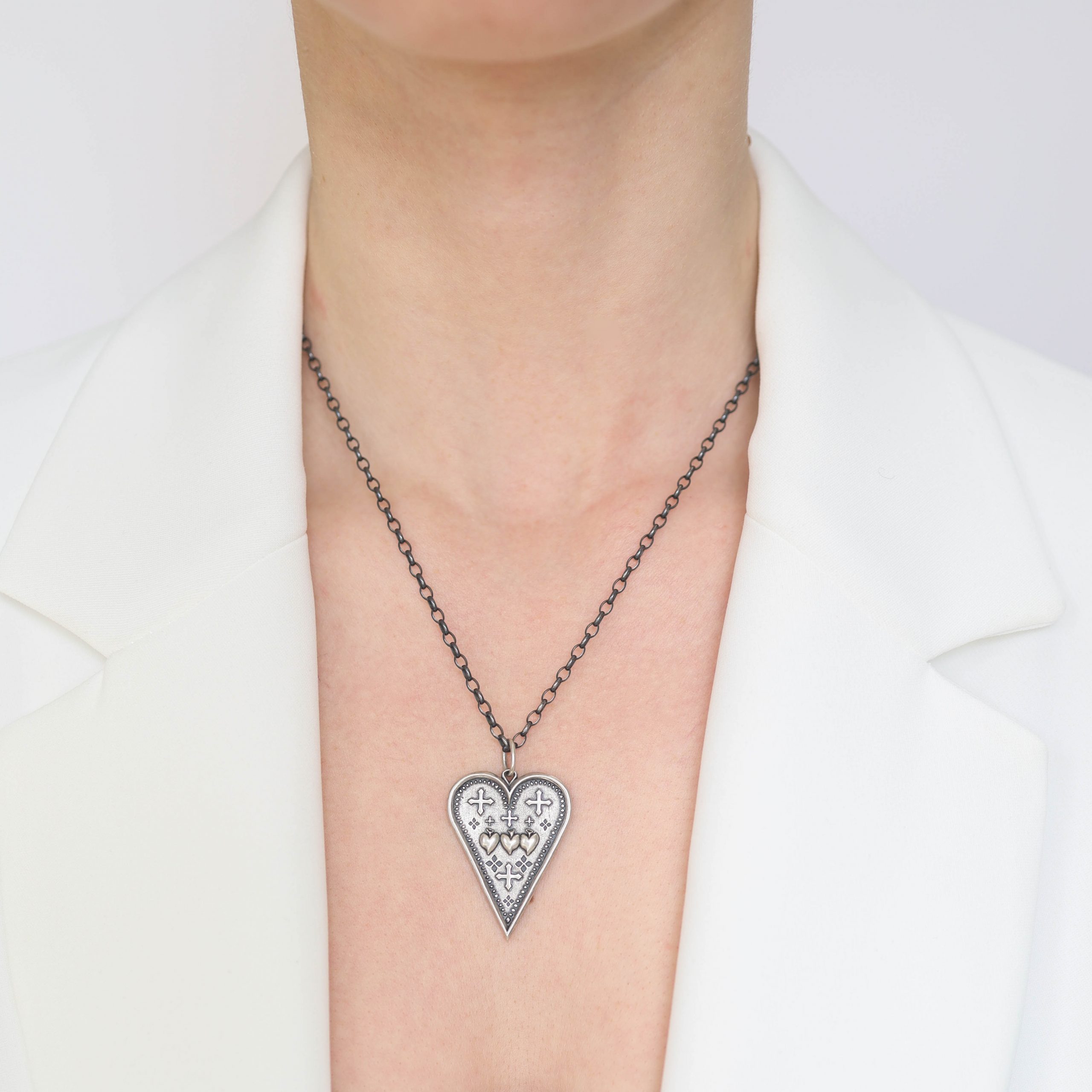 Erica Molinari : Charm, SS large slim heart -triple sacred heart
