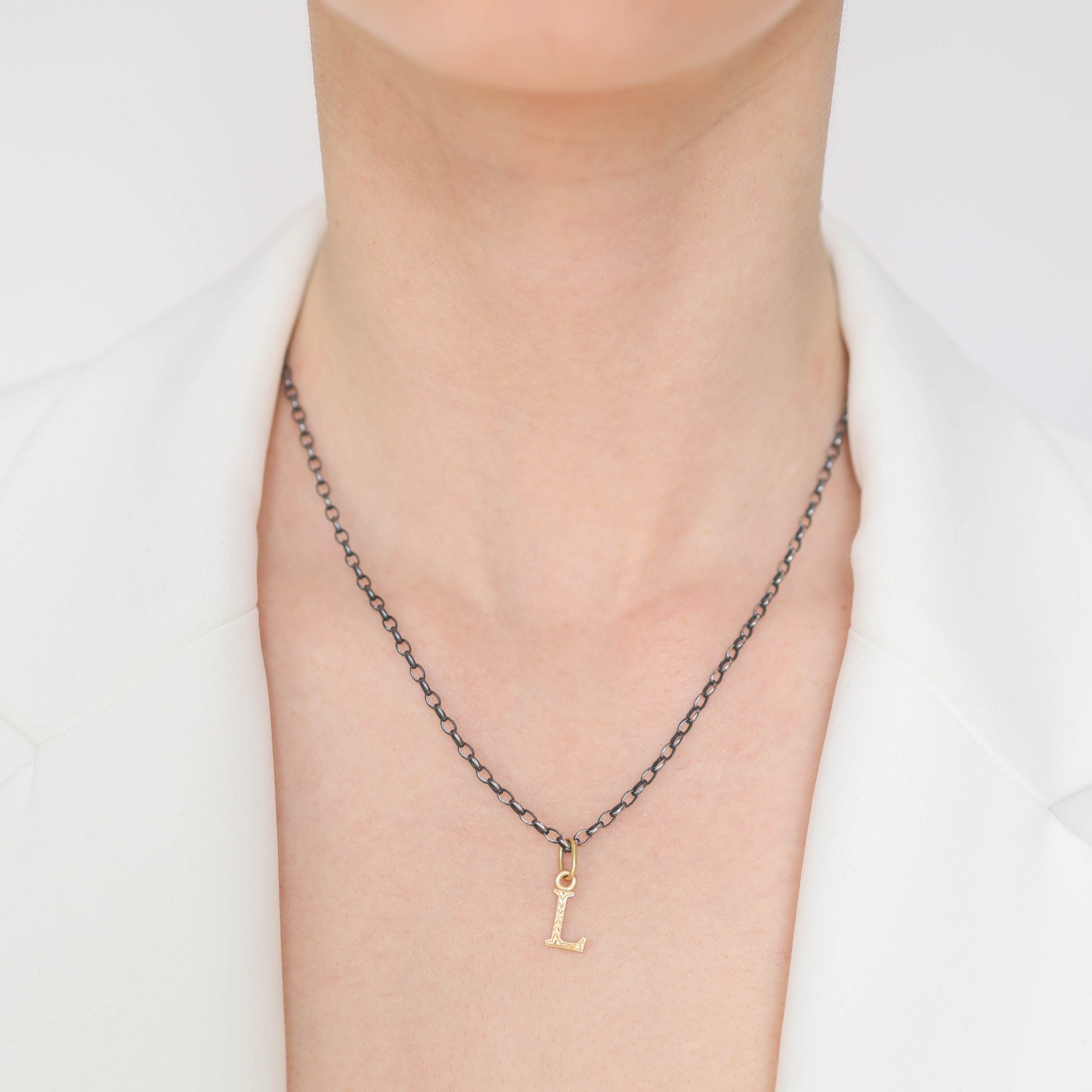 Erica Molinari Trunk Show: Charm, 18K Hand engraved Bold Initial charm, L