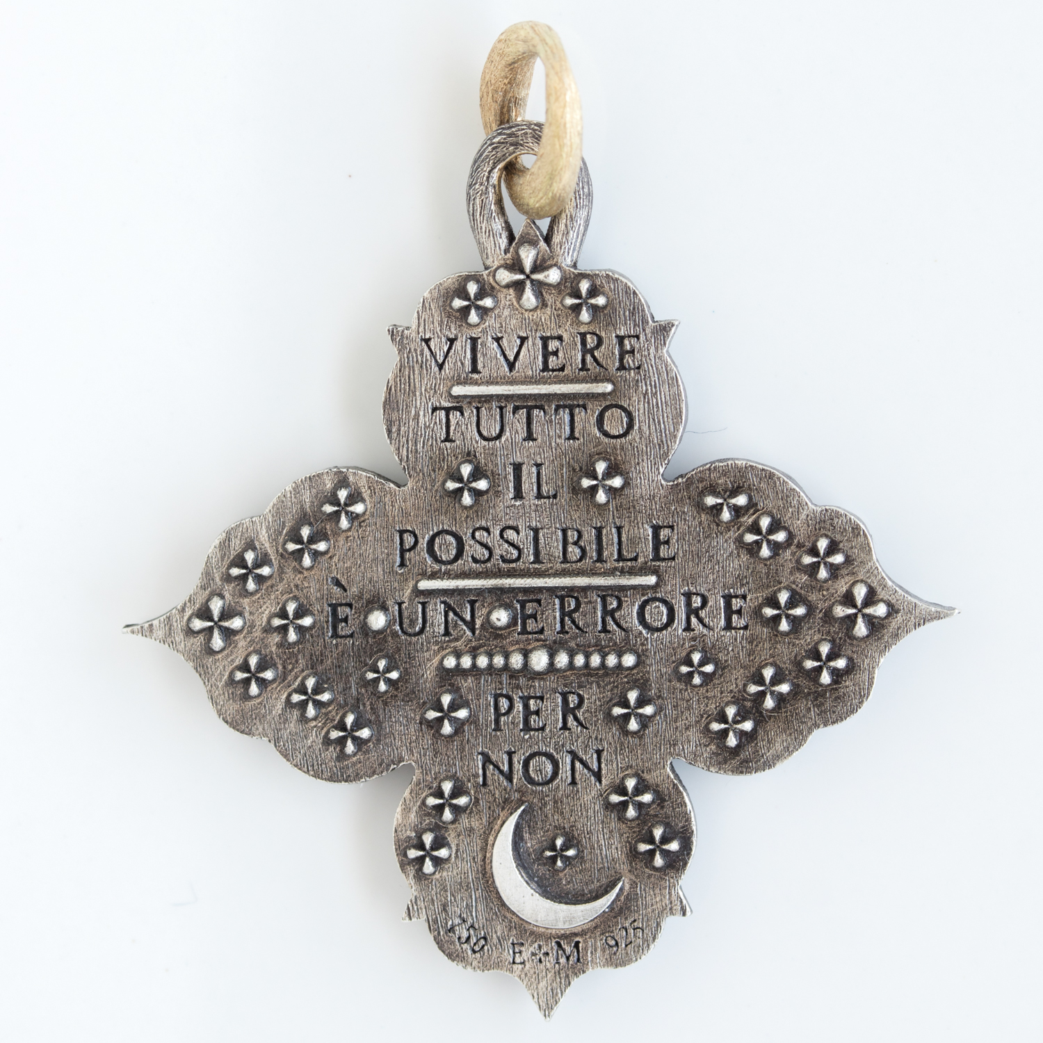 Erica Molinari Trunk Show: Charm, SS/18K Medium North Star ornate 4 point ruche charm ' Live all you can, It's a mistake not to." -Henry James, Diamonds, .27TCW