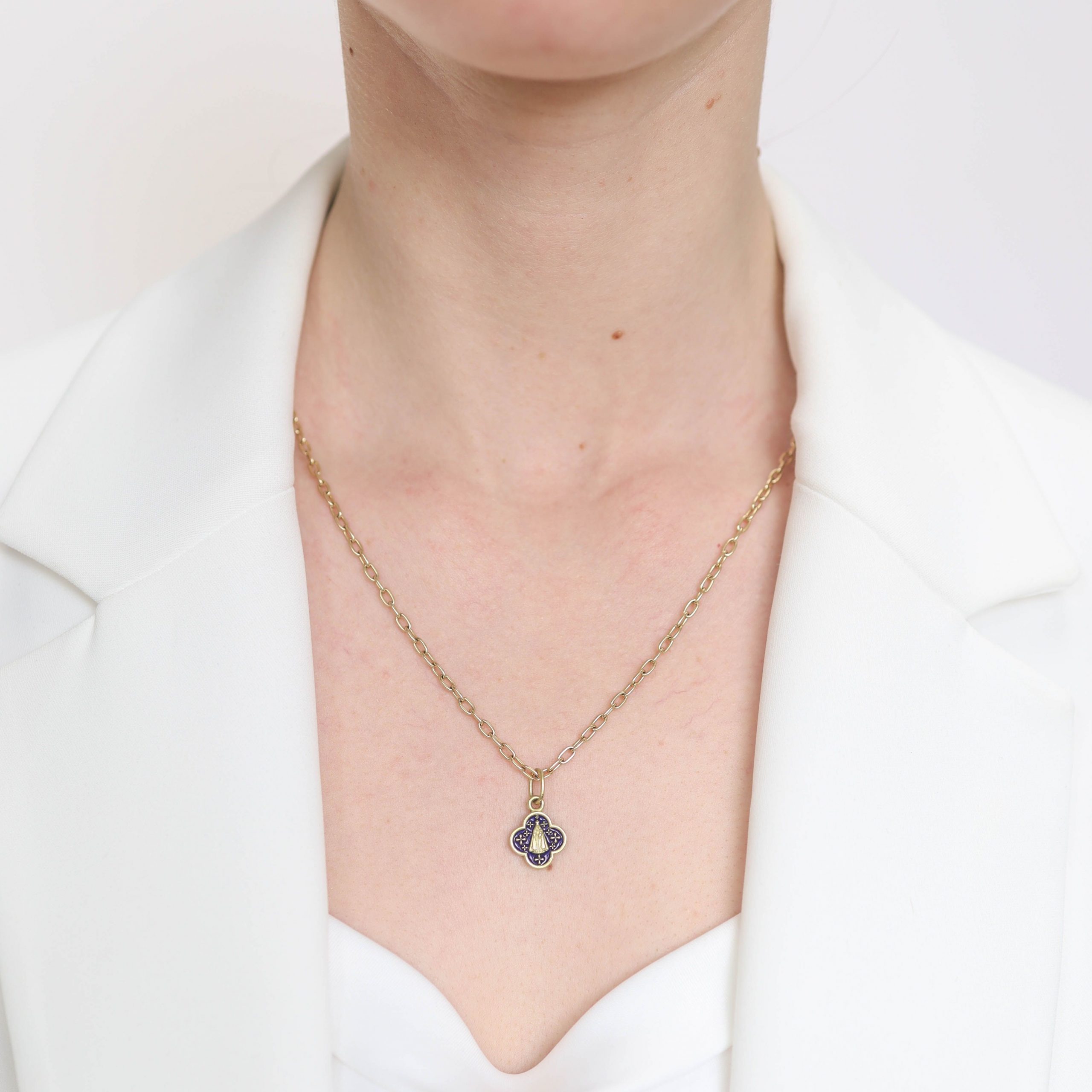 Erica Molinari Trunk Show: Charm 18K gold, enamel Mary "Faith",Blue