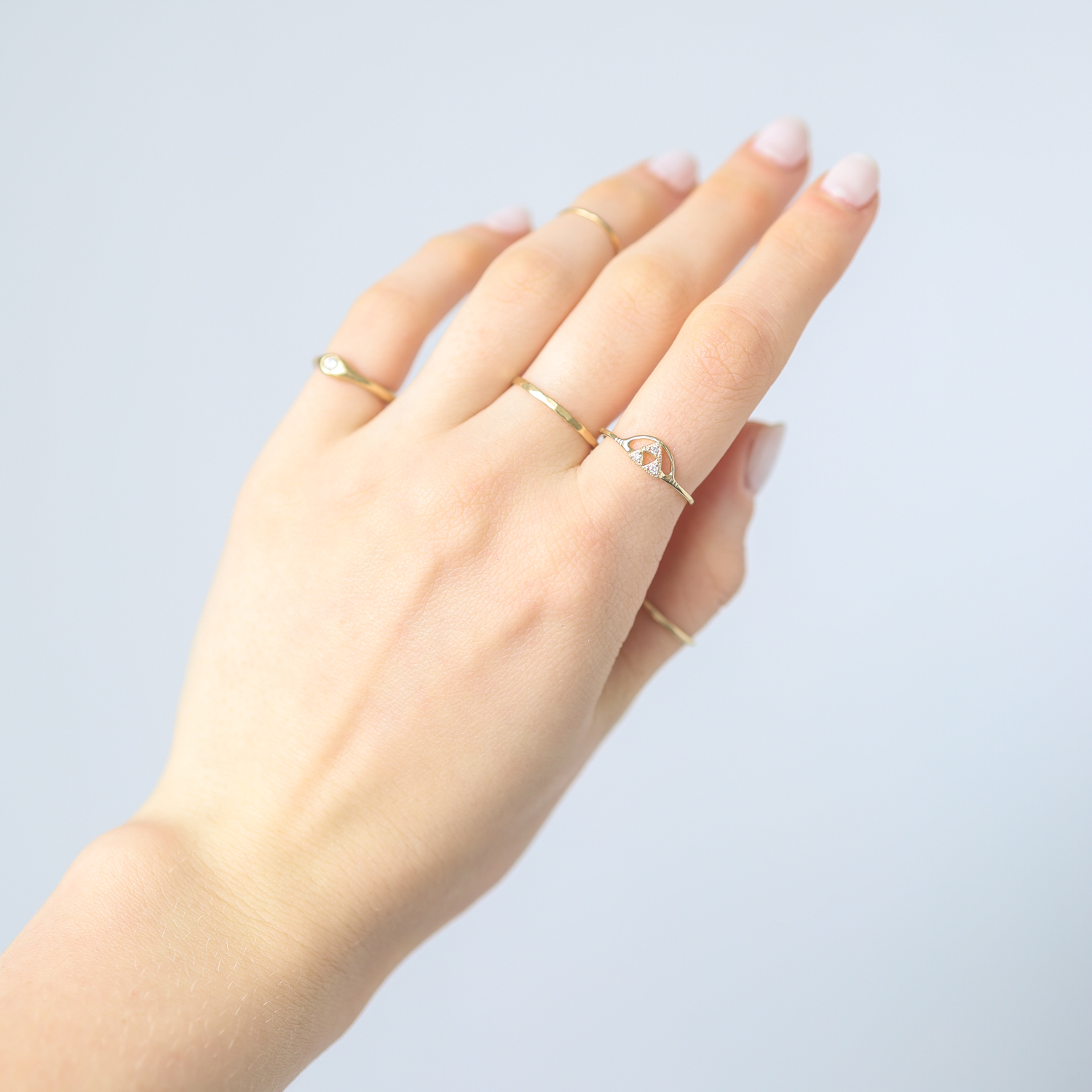 Lio & Linn: Ring, 3 Triangle and Sun Ring, 14k Yellow Gold, Size 6.25