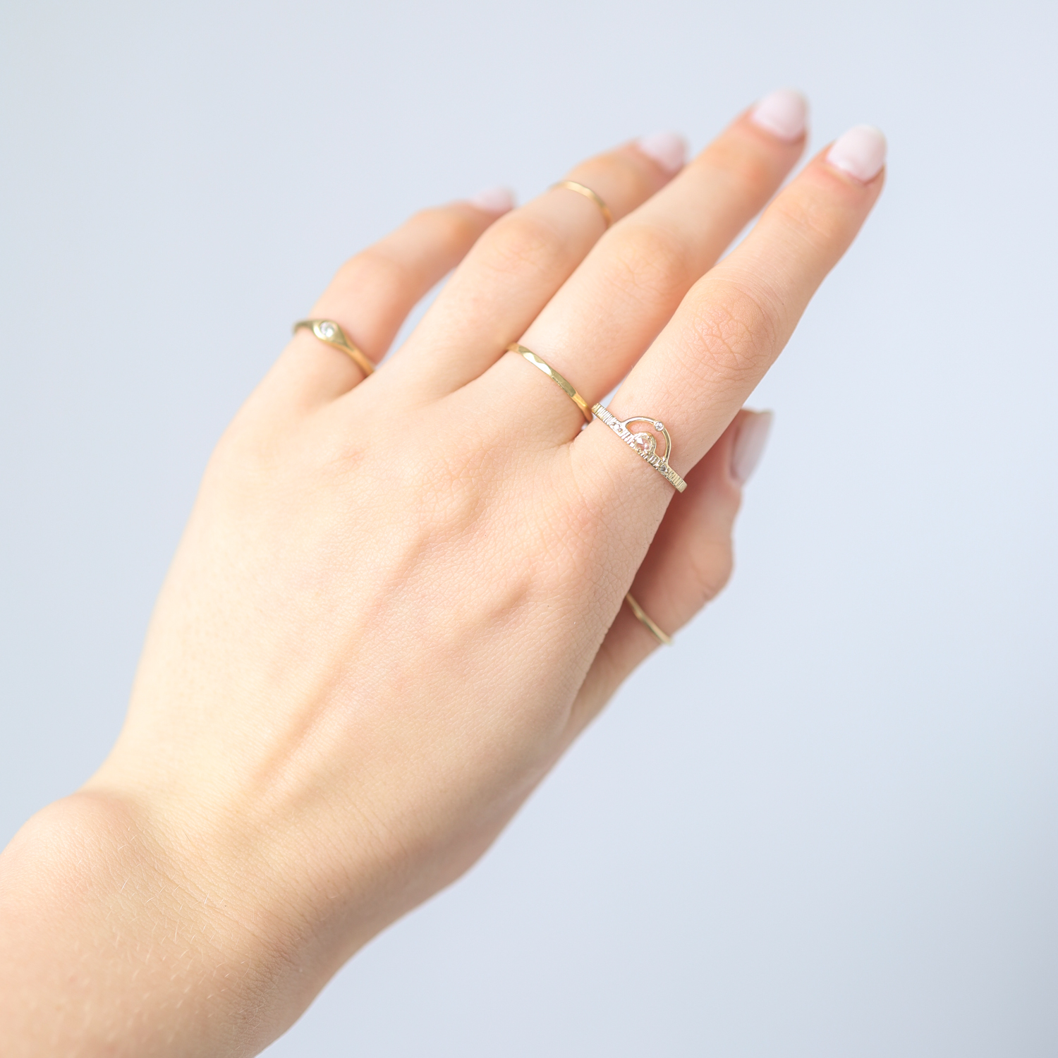 Lio & Linn: Ring, Moon and North Star Ring ,14k Yellow Gold, Size 6.25