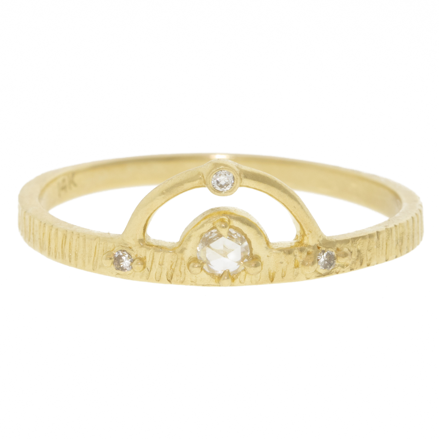 Lio & Linn: Ring, Moon and North Star Ring ,14k Yellow Gold, Size 6.25