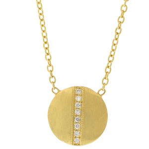 925SUNEERA: Necklace, 14K Yellow gold w/White diamond .10 TCW, 18" chain 1/2" in diameter