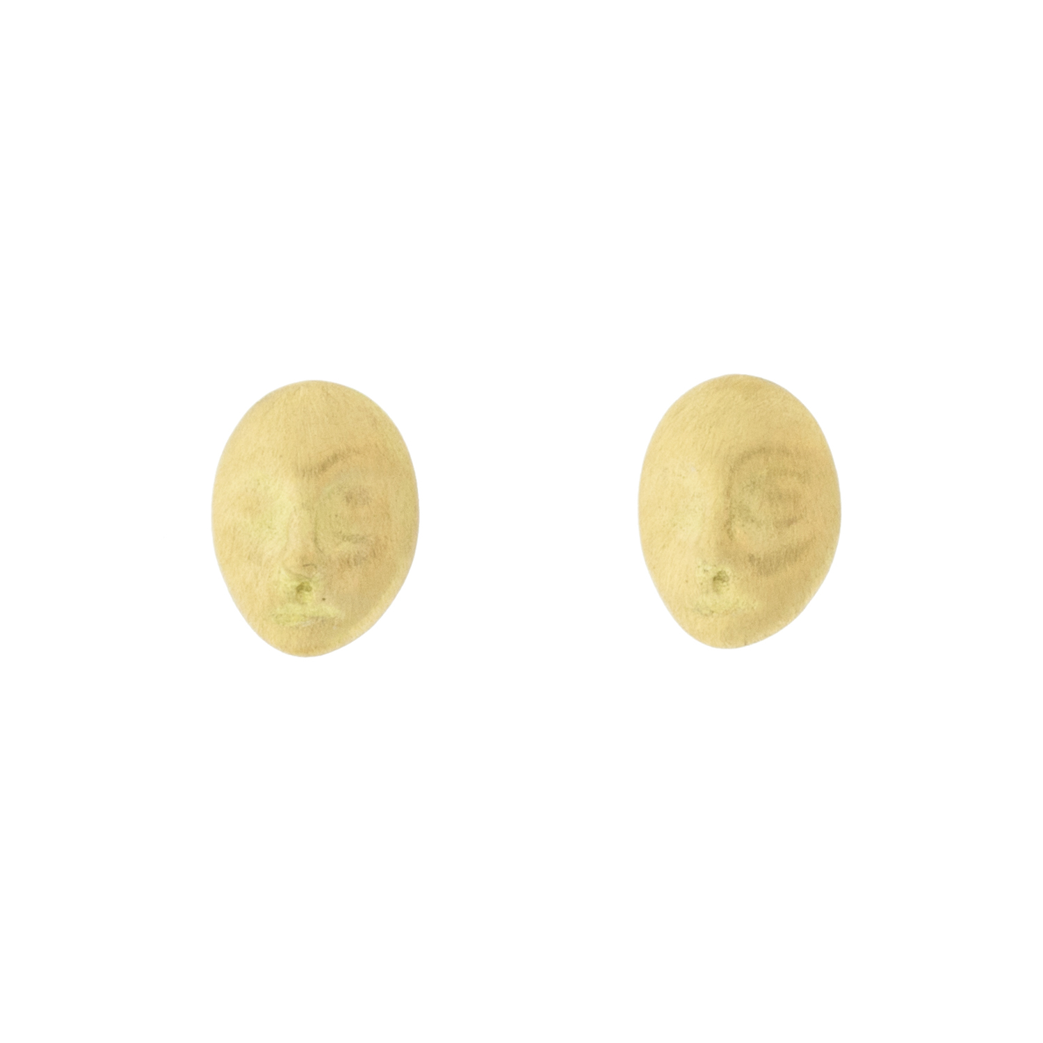 Hannah Blount: 18K gold tiny grey lady cameo stud earring