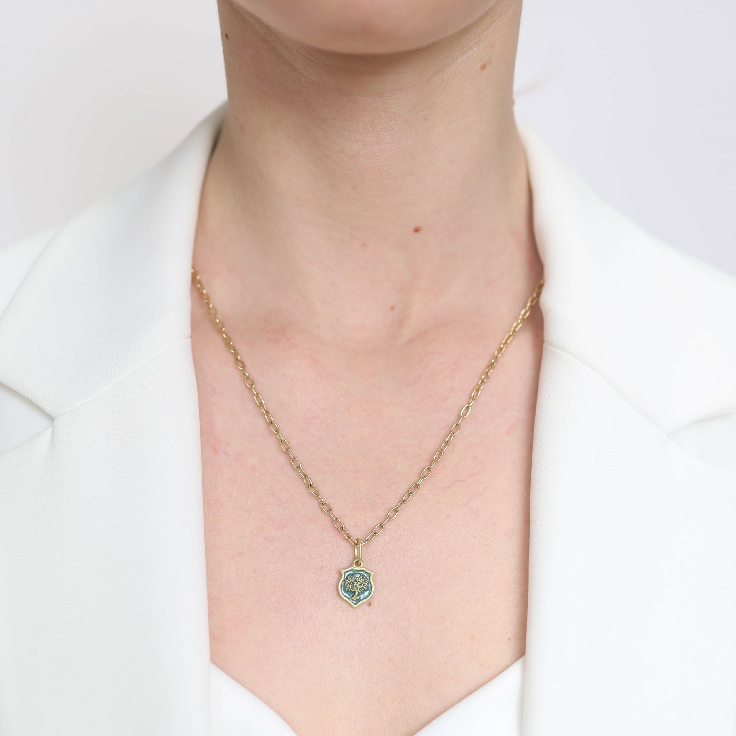 Erica Molinari Trunk Show: Charm, 18K gold, Green enamel Tree of life- "Love life"