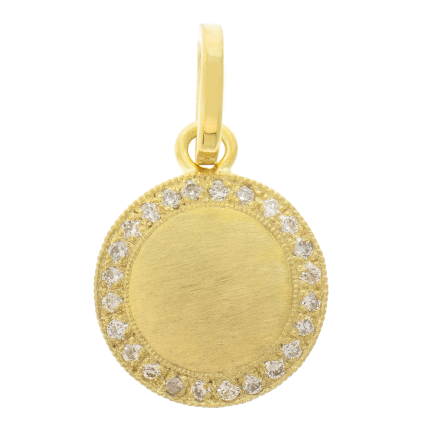 925SUNEERA: Pendant, 14K Yellow gold w/White diamond Halo, 1 TCW, 14K gold bail, 1/2" in diameter