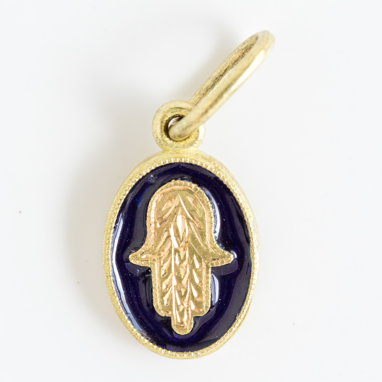 Erica Molinari Trunk Show: Charm 18K gold, blue enamel Baby oval Hamsa