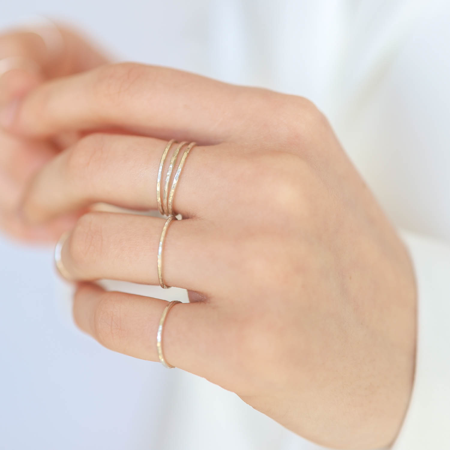 Landucci : Hammered stacking band,Sterling silver