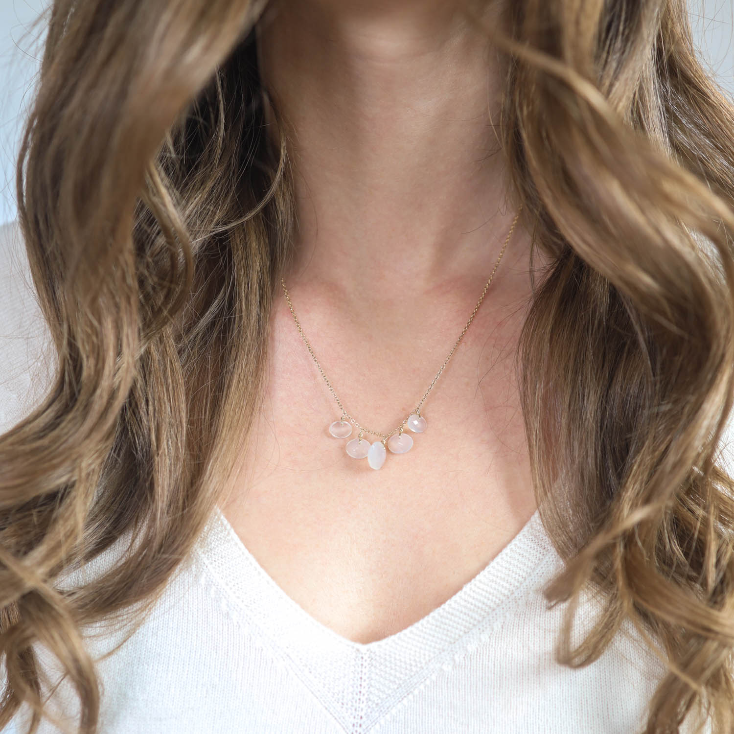 Dana Kellin:Necklace,Gold Fill ,Natural chalcedony