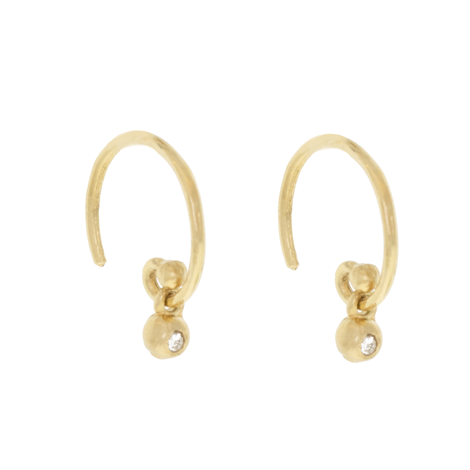 Victoria Cunningham: Earrings, diamond dot dangle, 14K gold, Measures