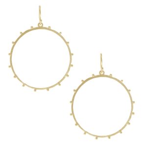 Victoria Cunningham Trunk Show: Earrings, 14K Medium hoop with beads, Measure 1 3/4 x 1 3/8 including earwire
