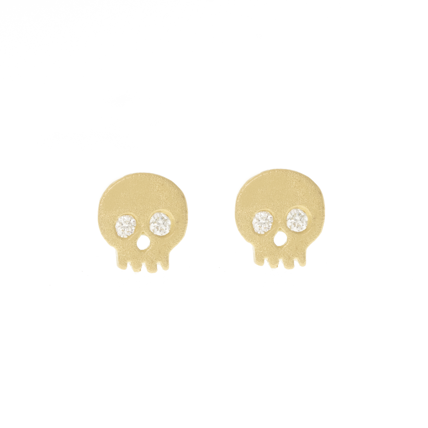 Victoria Cunningham Trunk Show: Earrings, Studs, Skull post, Diamonds, 14K Yellow Gold. 3/16" x 3/16"