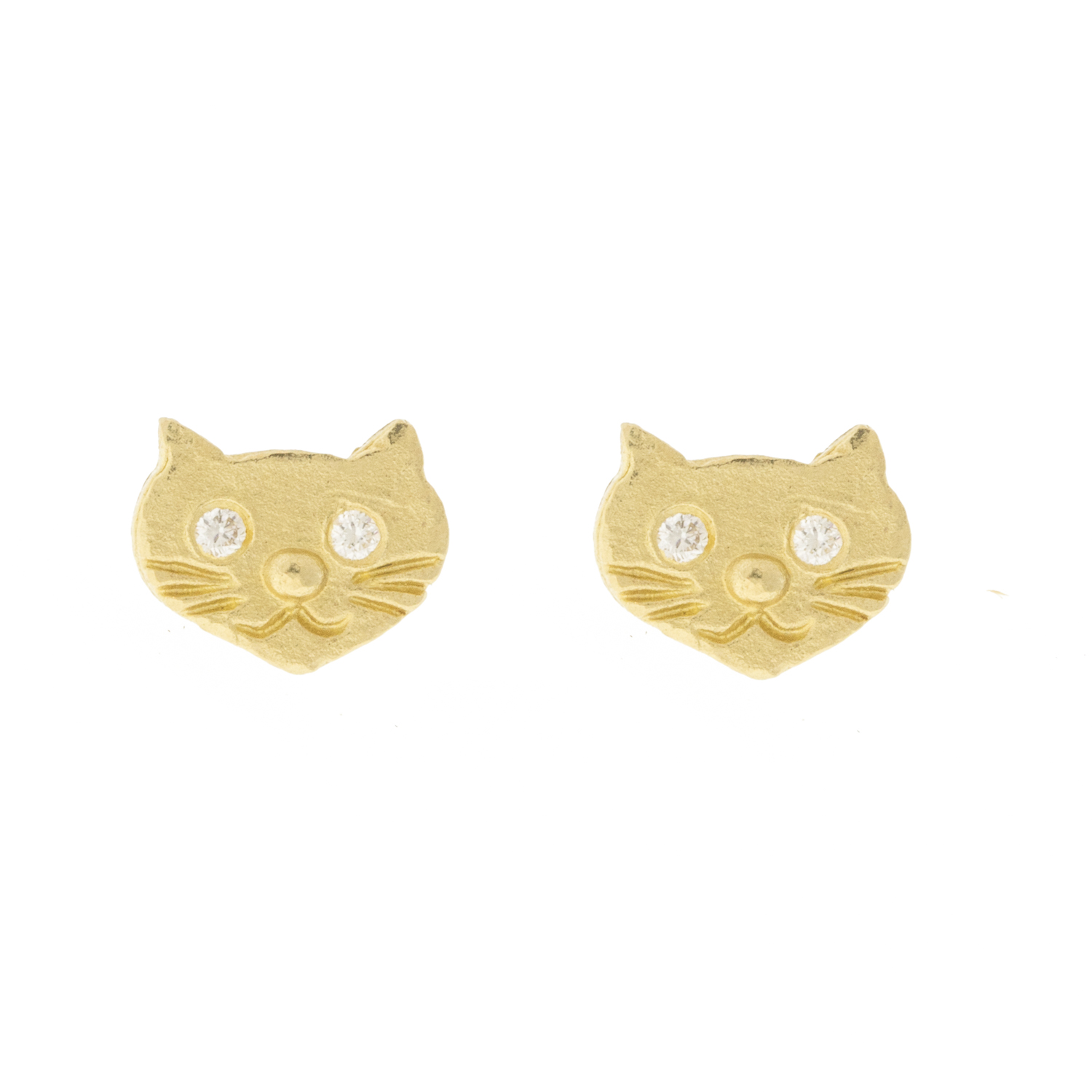 Victoria Cunningham Trunk Show: Earrings, Studs, Cat w/diamond, 14K Yellow Gold. 3/16" x 1/4"