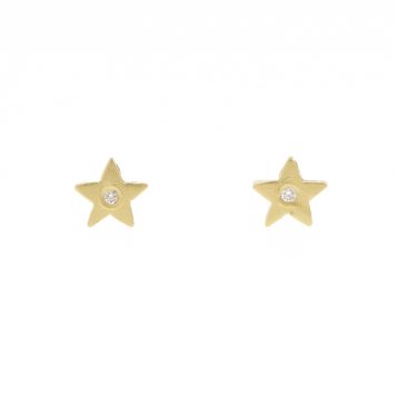 Victoria Cunningham: Earrings, star post w/ diamond 14K Yellow Gold 3/16" x 3/16"