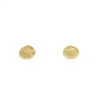Victoria Cunningham Trunks show: Earrings, Tiny golden flake post 14K yellow gold, Measures 1/8" x 1/8"