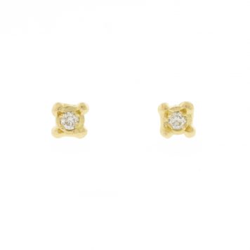 Victoria Cunningham: Earrings, diamond stud post 14K yellow gold, Measures 9/16" x 3/16"