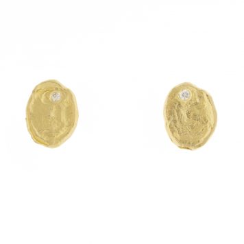 Victoria Cunningham Trunk Show: Earrings, Medium flake w/ diamond 14K yellow gold, Measures 5/8" x 3/16" including earwire