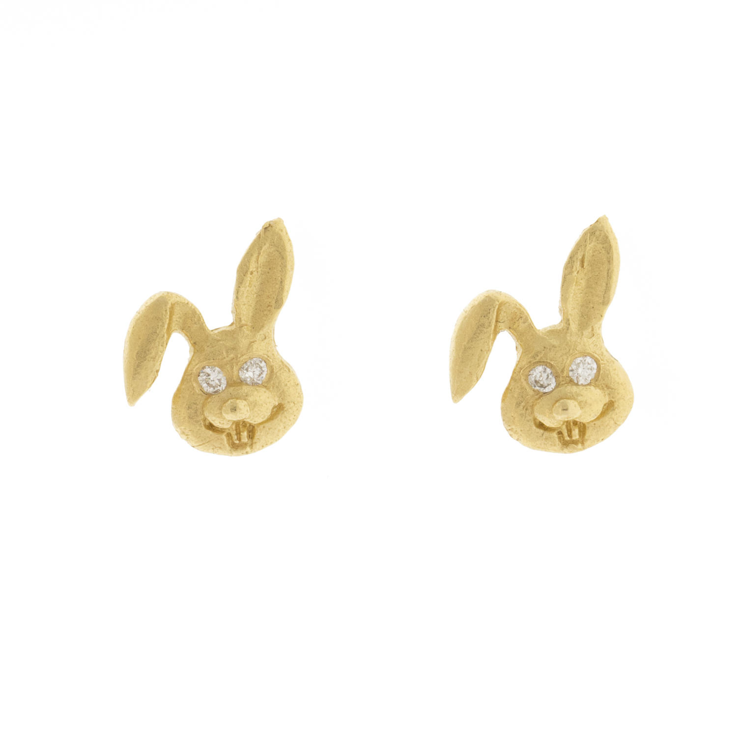 Victoria Cunningham Trunk Show: Earrings, Bunny posts w/ diamonds 14K Yellow Gold 5/16" 1/4"
