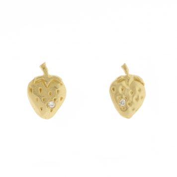 Victoria Cunningham Trunk Show: Earrings, Studs, Strawberry post w/ diamond, 14K Yellow Gold. 5/16" x 3/16"
