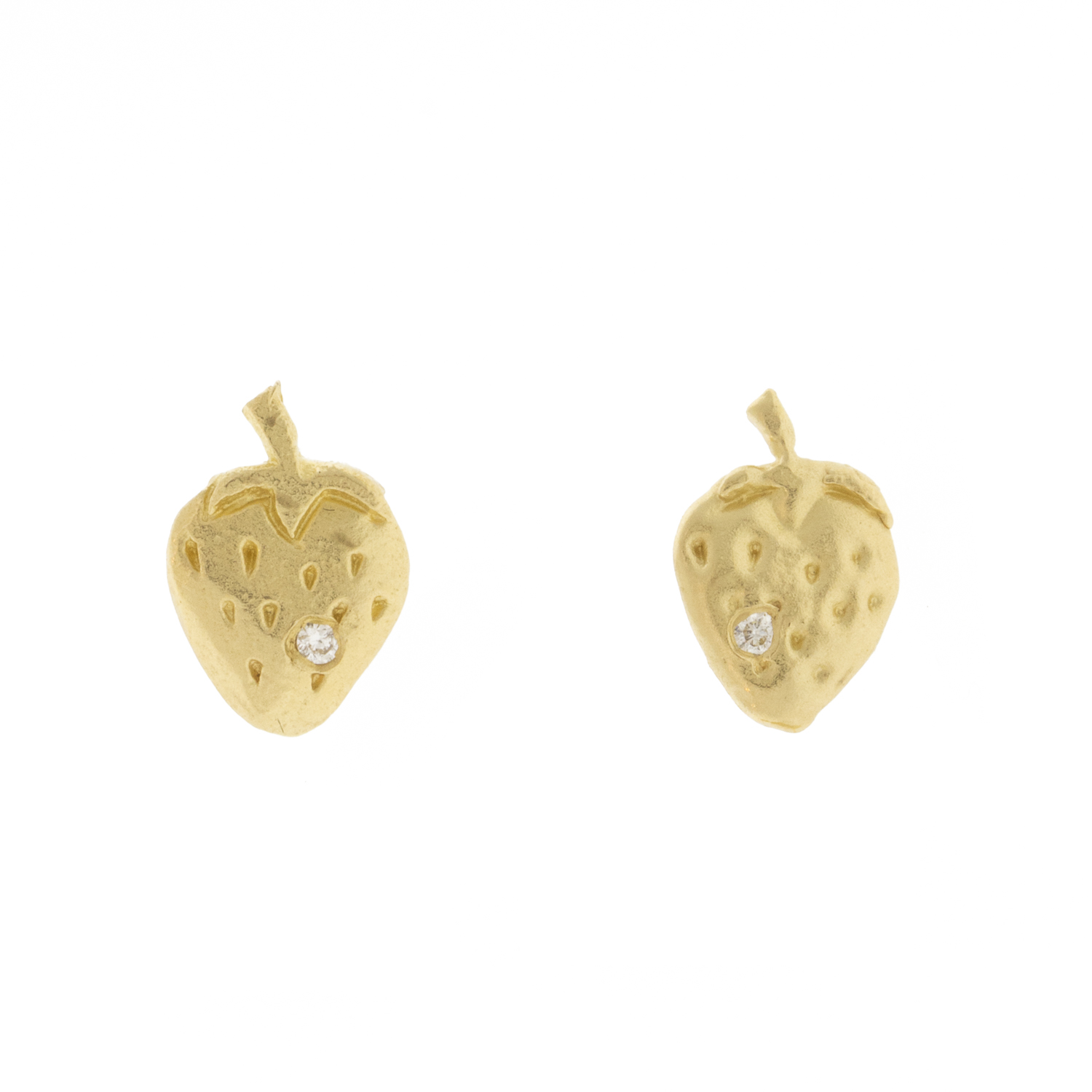 Victoria Cunningham Trunk Show: Earrings, Studs, Strawberry post w/ diamond, 14K Yellow Gold. 5/16" x 3/16"